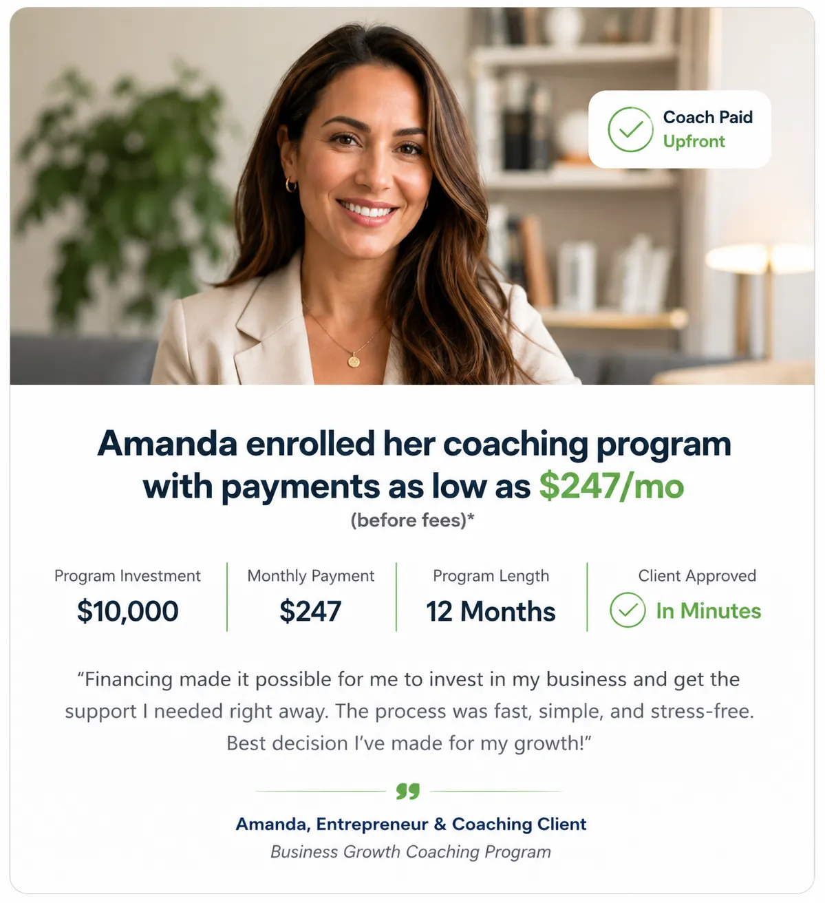 coaching financing case study example 01 Case Study - Coaching Program Financing