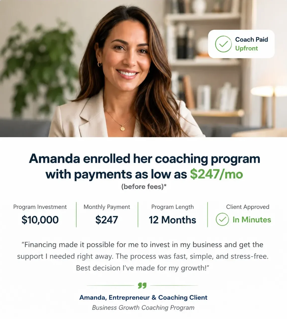 Coach Financing - Case Study